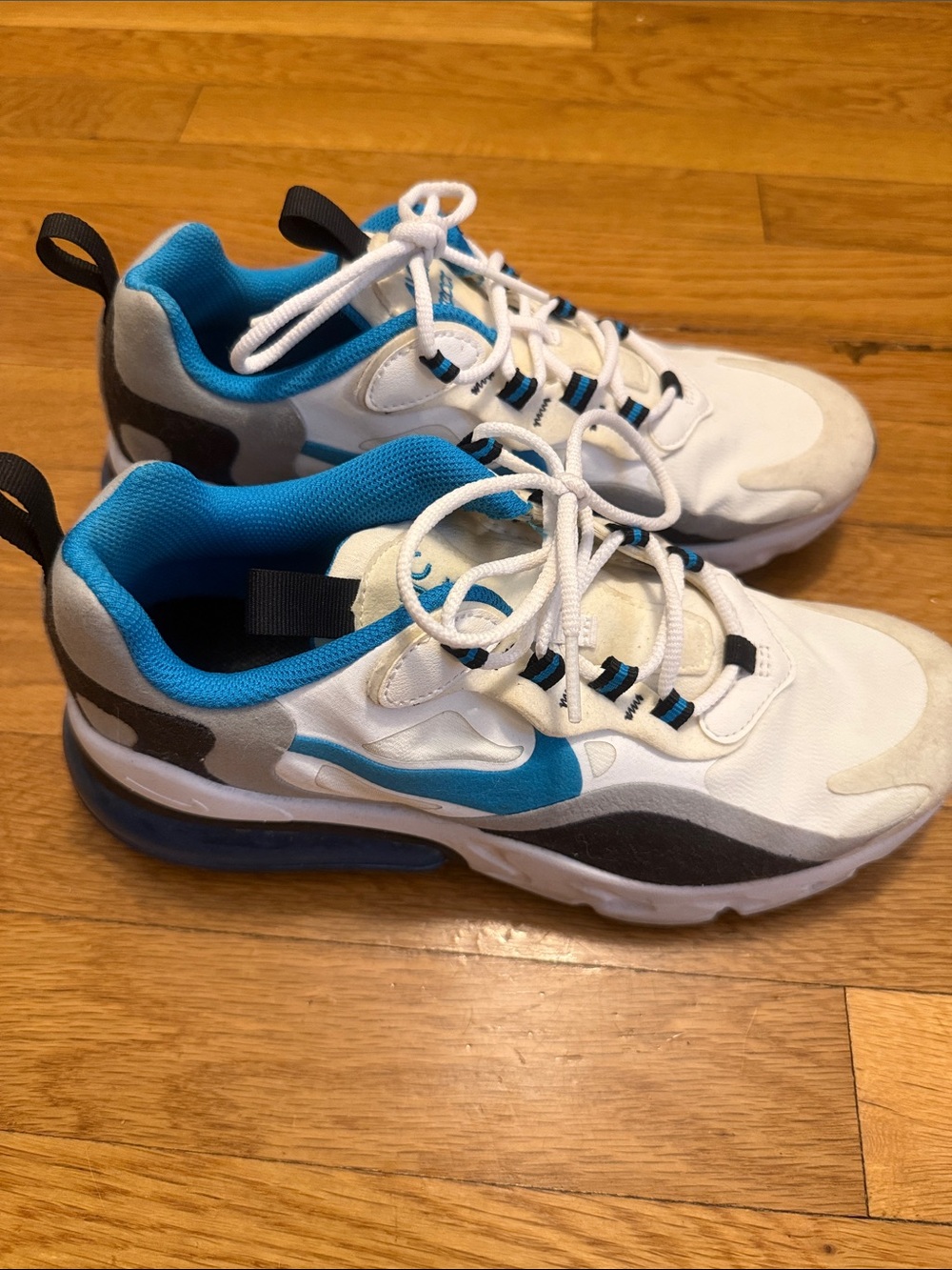Nike Kids White & Blue Sneakers with Gray Accents